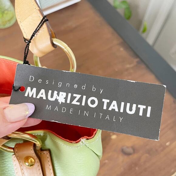 Maurizio Taiuti Green Leather Mini Bucket Bag Italy NWT - Picture 5 of 16